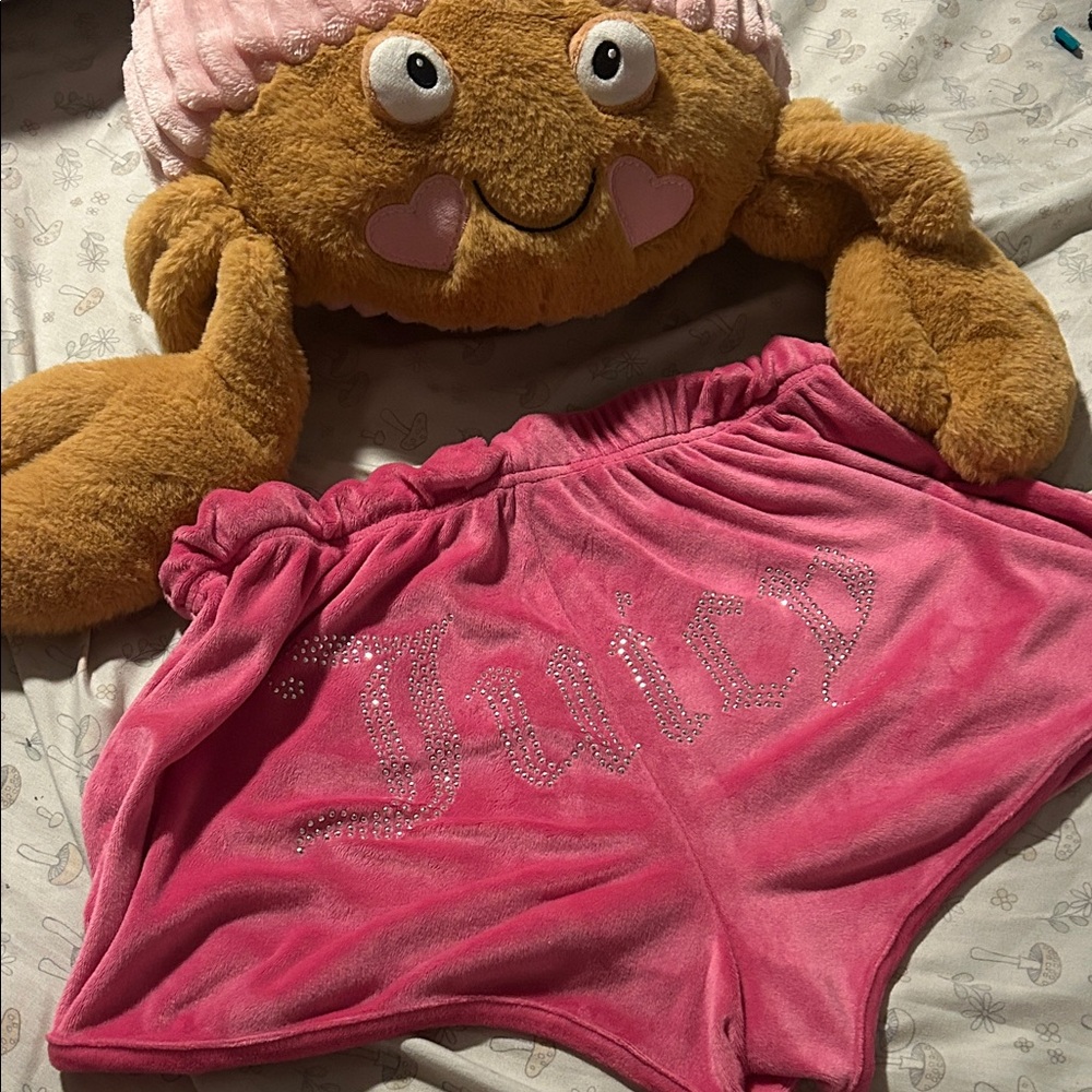 Juicy Couture Pink Velour Shorts with Sparkling Detail